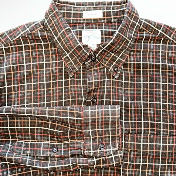 J. Crew Other - J. Crew Shirt Mens Cotton Brushed Twill Brown Plaid Button Down Shirt Sz L/Tall